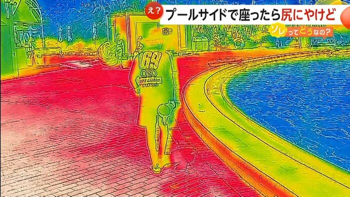 サーモカメラで見た場合のプールサイド