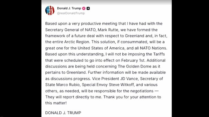 トランプ大統領のSNSより