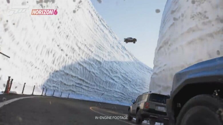 「めっちゃリアル」 世界的カーレースゲーム『Forza Horizon 6』に絶景“雪の大谷”が登場　本来なら走れない場所をゲームで疾走｜FNNプライムオンライン