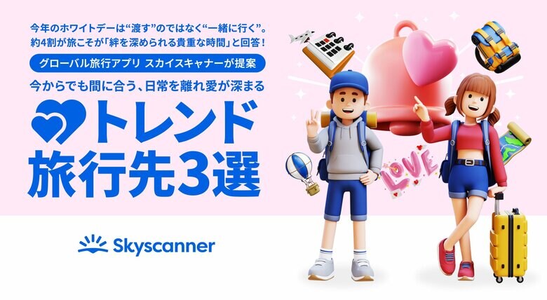 今年のホワイトデーは“渡す”のではなく“一緒に行く”。 約4割が旅こそが「絆を深められる貴重な時間」と回答！