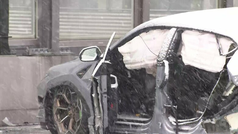 パトカーに突っ込み“ひき逃げ”のランボルギーニはスタッドレスタイヤ装着せず…一夜明け中国籍の男逮捕　各地で雪道の事故相次ぐ｜FNNプライムオンライン