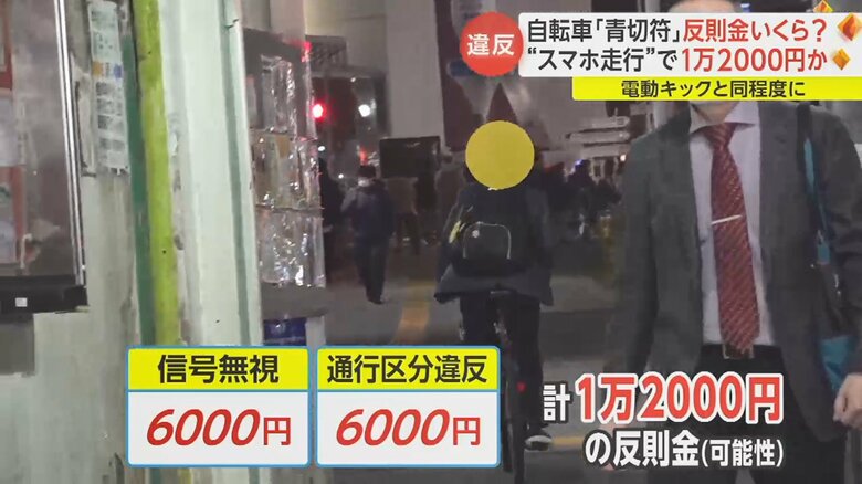 赤信号を無視して歩道に進入した場合、1万2000円の反則金が科せられる可能性がある