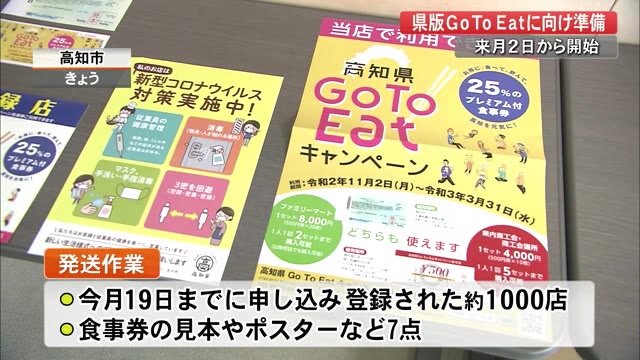 11月2日から開始 県版Go To Eatに向け準備 【高知】