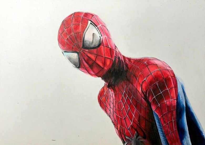 中学時代に描いたという「スパイダーマン」