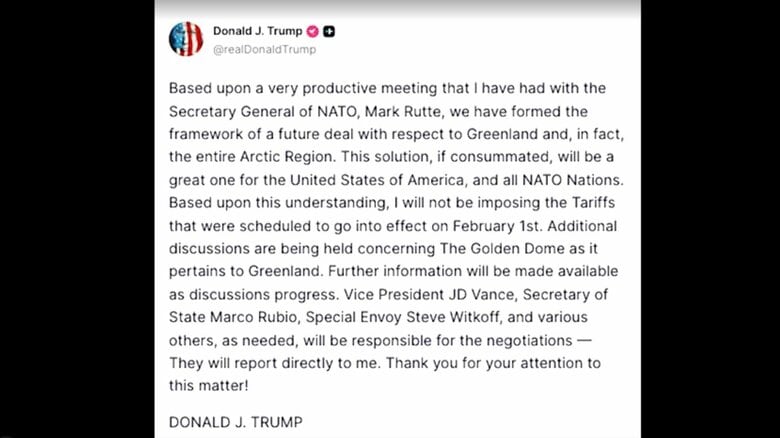 トランプ大統領のSNSより