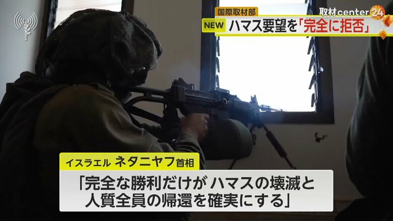 窓の外に向かって銃口を構える兵士の様子
