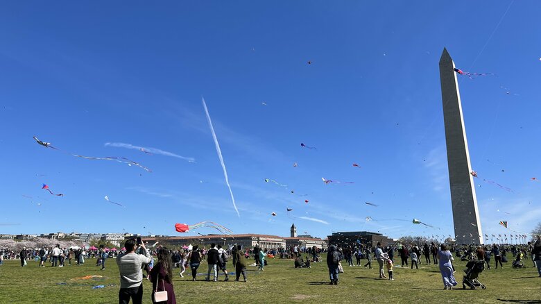 ワシントン記念塔前で毎年行われる「凧揚げ大会」
