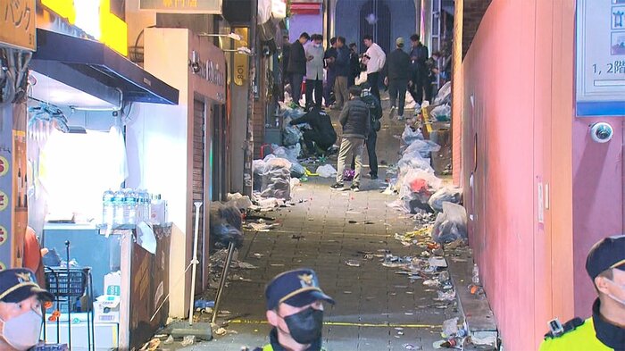 韓国・ソウルでの圧死事故現場