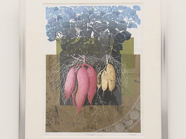 本物の葉を使った版画も…『春陽展』始まる 東海地方を中心に活躍する美術団体会員らの絵画など約300点｜FNNプライムオンライン