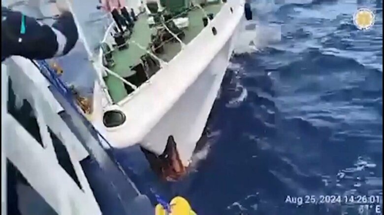 南シナ海で中国船がフィリピン船に“体当たり”　放水砲も…「責任は完全にフィリピン側にある」中国海警局が主張｜FNNプライムオンライン