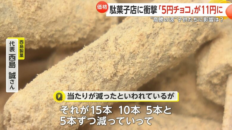 昔は60本中、20本当たりを入れていたが、現在は45本中、5本まで減ったという