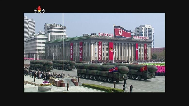 2017年の軍事パレード（朝鮮中央テレビ）