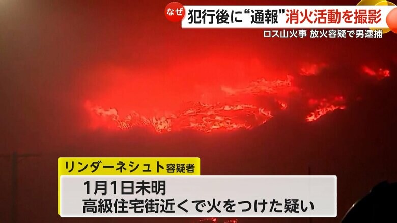 男が火を付けたとみられる高級住宅街近くの山林