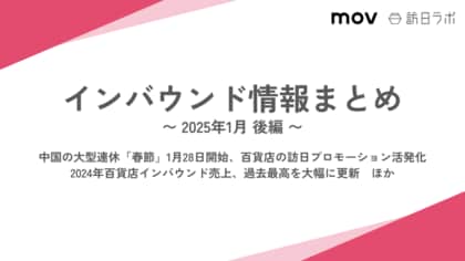 中国春節突入、百貨店の訪日プロモーション活発化:観光・インバウンドの最新動向がわかる!インバウンド情報まとめ「2025年1月後編」を訪日ラボが公開