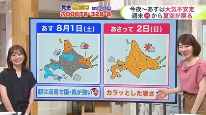 【菅井さんの天気予報 31日(金)】最新の週末予報！2日(日)は北海道らしい青空…日差しは強くもオホーツク海高気圧で天然のクーラー