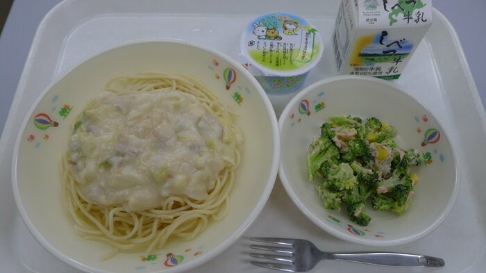 ホタテのクリームパスタ(画像提供:標津町学校給食センター)