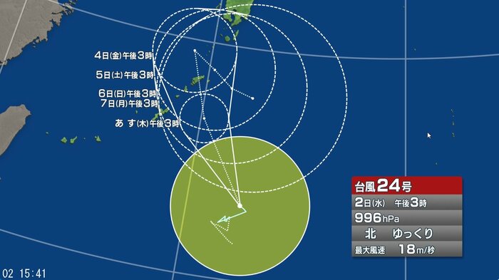 台風24号の進路予想図