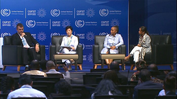小池知事は、COP27日に出席し、東京都の臨海部に水素パイプラインを敷設する構想を表明した(8日)