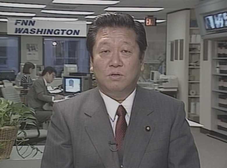 FNNワシントン支局から生中継で番組出演する小沢一郎氏