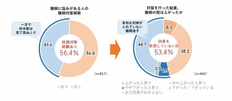 「睡眠対策の経験がある」約半数（提供：一般社団法人ウェルネス総合研究所）