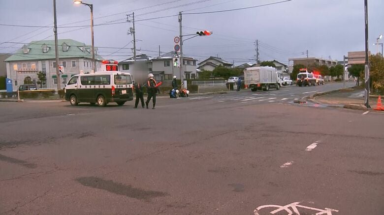 事故現場（松江市東出雲町）冬の夕方に発生した