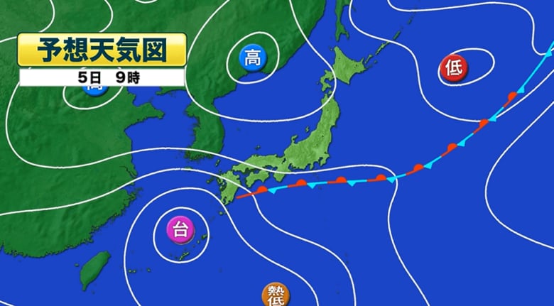 予想天気図　5日午前9時