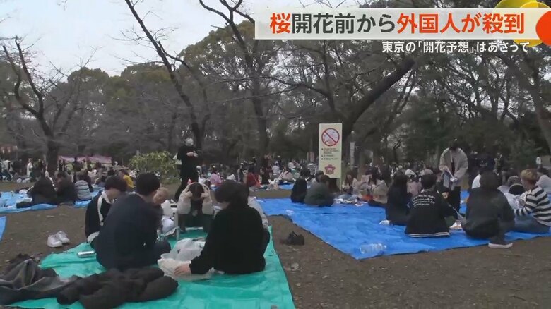 上野公園にはソメイヨシノの開花前にもかかわらず多くの人が