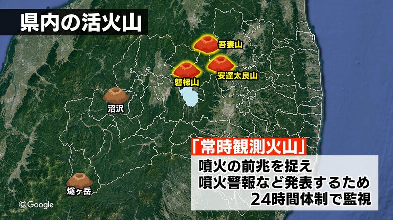 吾妻山・安達太良山・磐梯山の3つが「常時観測火山」に