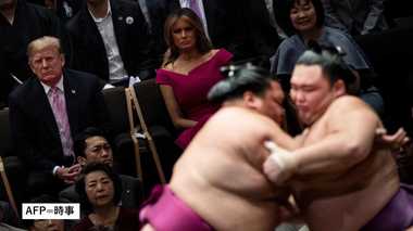 国技館はトランプ祭りで大興奮 座布団投げも見せてあげたかった