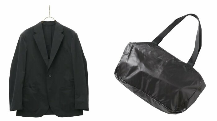 左:ジャケットの状態 → 右:エコバッグになる