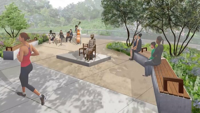 特別会合で示された資料 公園の中心に慰安婦像が計画されている
