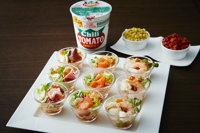 オールデイダイニング＜樹林＞冷製チリトマトのヌードルプチサラダ3種（提供：京王プラザホテル）