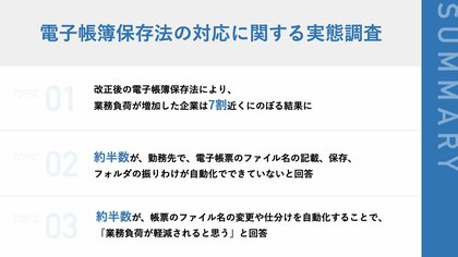 【2024年1月改正】電子帳簿保存法への対応で業務負荷が増加した企業は約7割