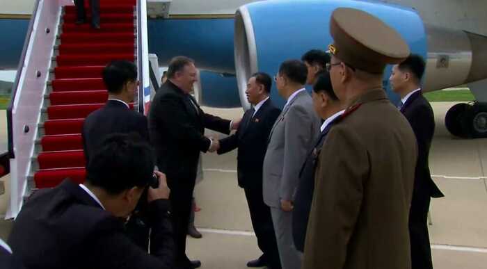 北朝鮮を訪問したポンペオ米国務長官(7月6日)