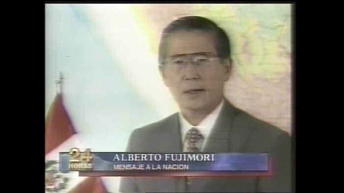 テレビ演説するフジモリ大統領