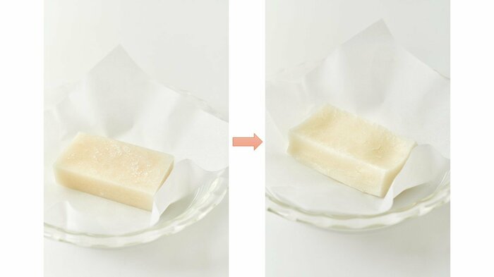 耐熱皿にオーブンシートを敷くのがコツ
