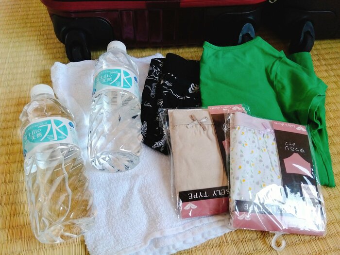 使い捨てにしてもいいように、100均で購入した下着など