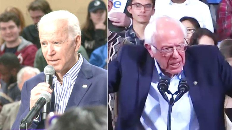 バイデン前副大統領(左)とサンダース上院議員と(右)