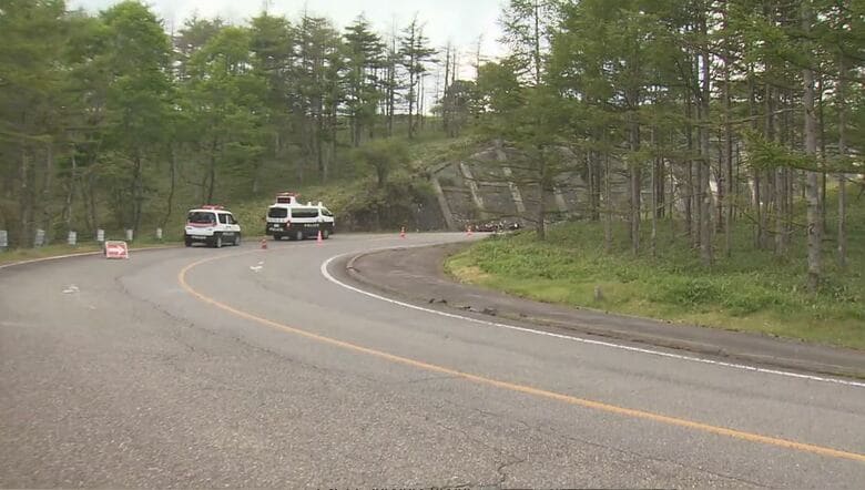 バイク事故があったビーナスライン（4日）