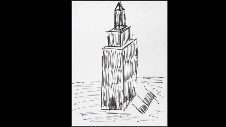 トランプ大統領が描いたエンパイア・ステート・ビル（ジュリアンズ・オークションのHPより）