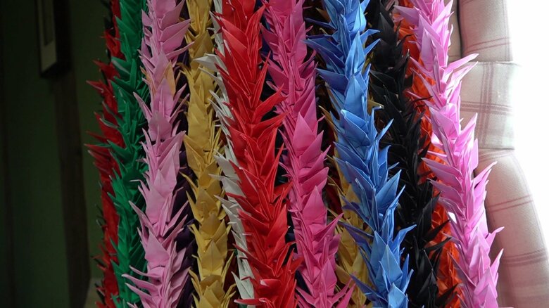 田崎さんが作った折り鶴