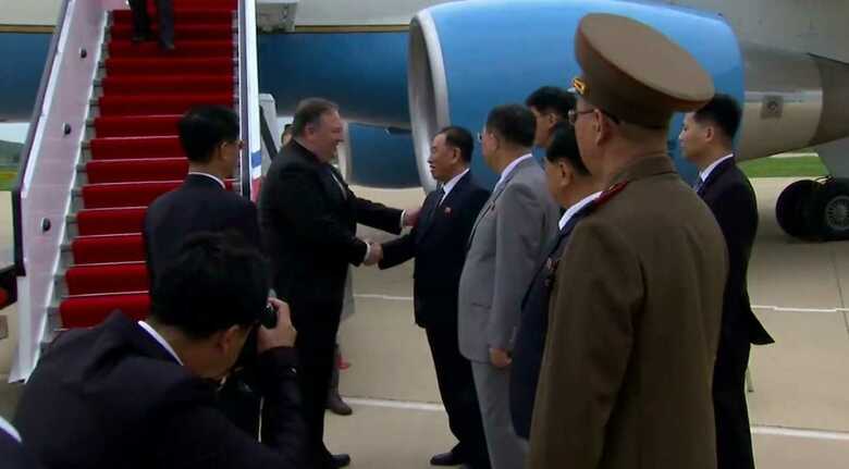北朝鮮を訪問したポンペオ米国務長官（7月6日）