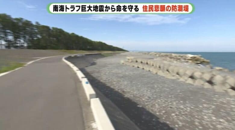 焼津市に整備された防潮堤は高さ8.2m　最大津波予想の10ｍより低い
