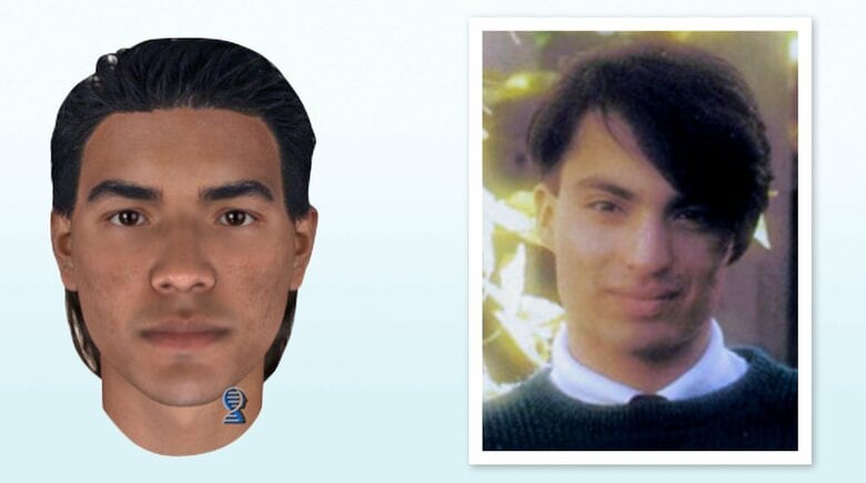 米パラボン社が作成したゲノムモンタージュ　右側が実際の犯人の写真