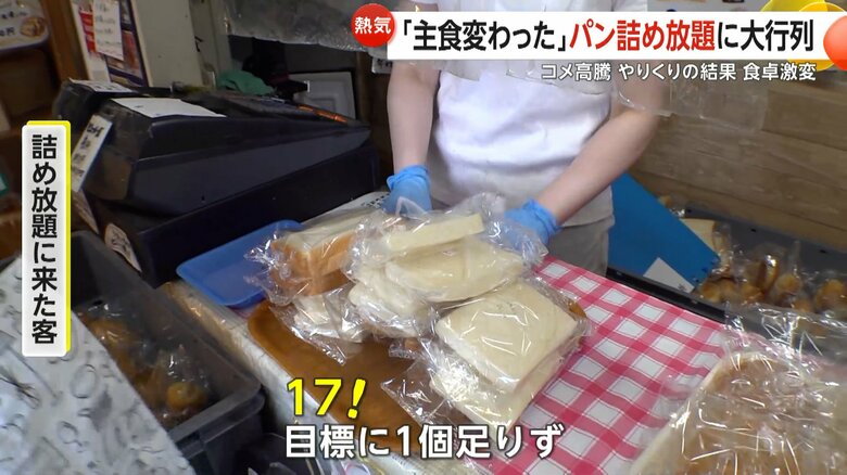 17個のパンを詰めた東京・板橋区「富士食品」の買い物客