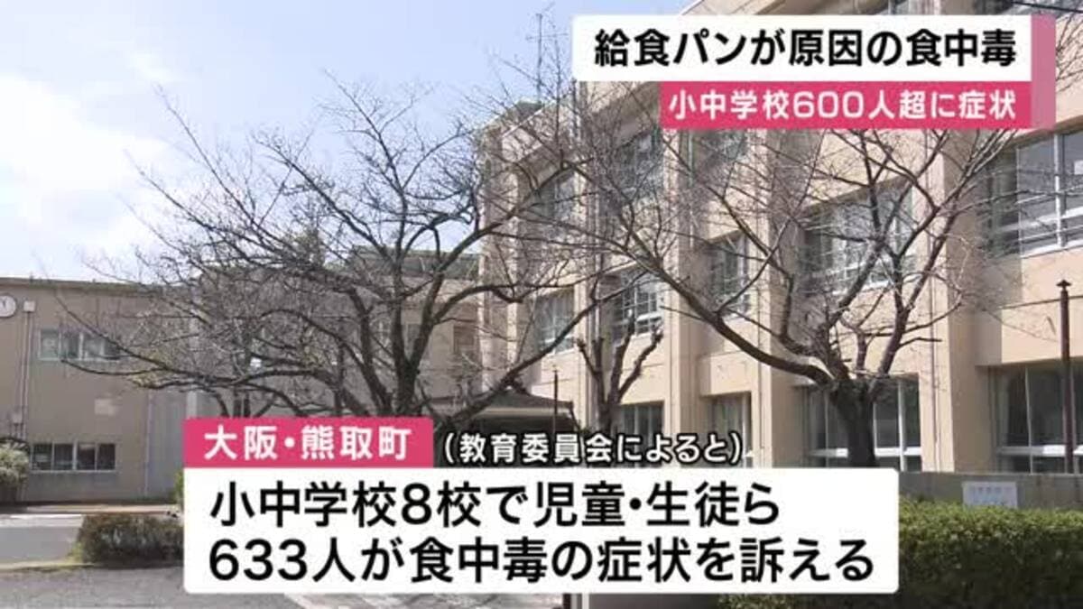 給食で提供されたパンによる集団食中毒と断定 小中学校で600人以上の生徒らが食中毒の症状 業者に5日間の営業停止処分 大阪・熊取町