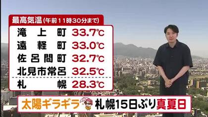 【北海道の天気 5日(水)】太陽ギラギラ！札幌で15日ぶりの真夏日へ　オホーツク海側は34℃まで上昇　熱中症に警戒！金曜日にかけて気温上昇　湿度もアップ