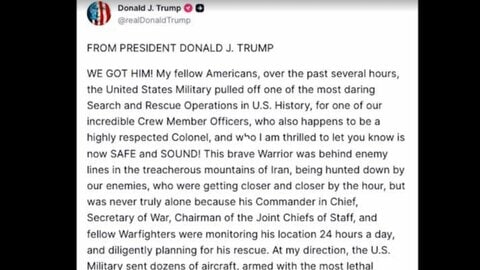 イランに撃墜され行方不明だった米軍F-15E戦闘機の乗員を救出　トランプ大統領「負傷しているがすぐに回復するだろう」