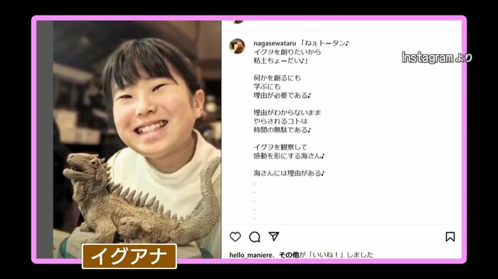 海さん作の「イグアナ」(インスタグラムより)