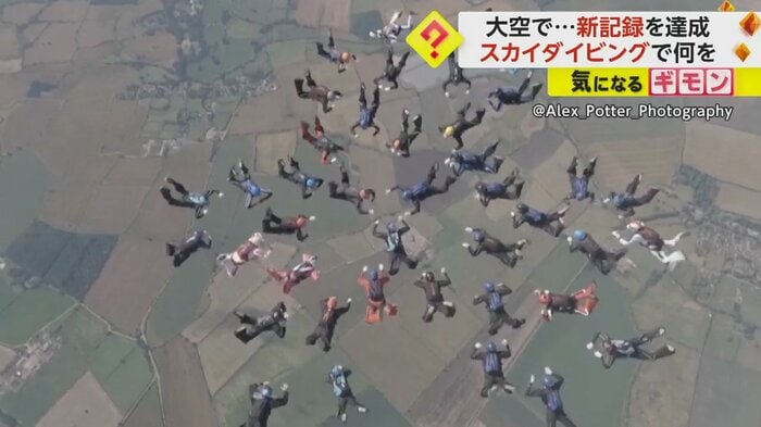 空中でバラバラになる人たち
